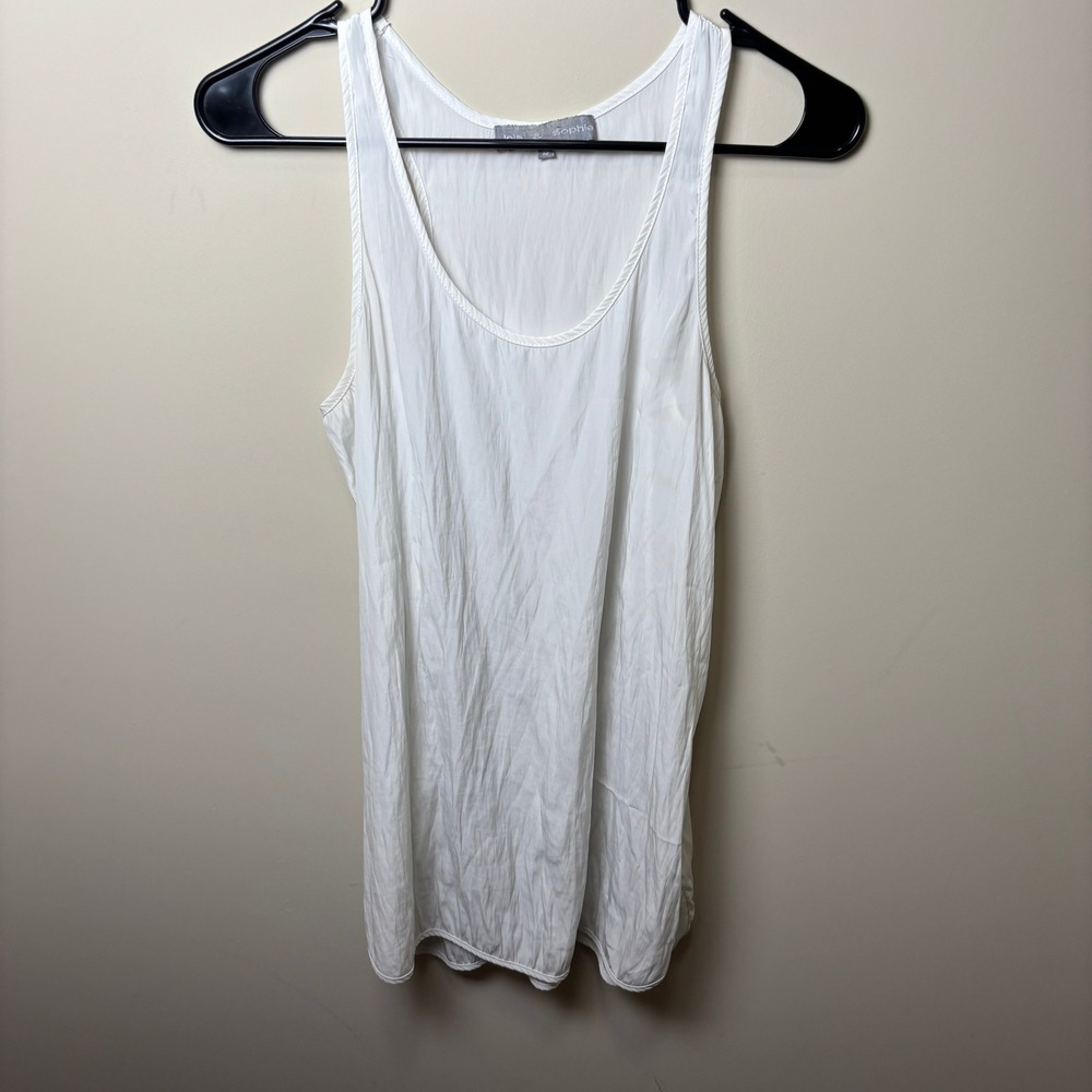 Lola & Sophie White Scoop Neck Sleeveless Lightweight Tank Top Womens Size XS